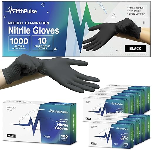 Black X Small Nitrile Gloves Case of 1000 - Medical Grade - Latex-Free, Powder-Free - Disposable Nitrile Gloves - Medical Exam, Lab, and Industrial Use