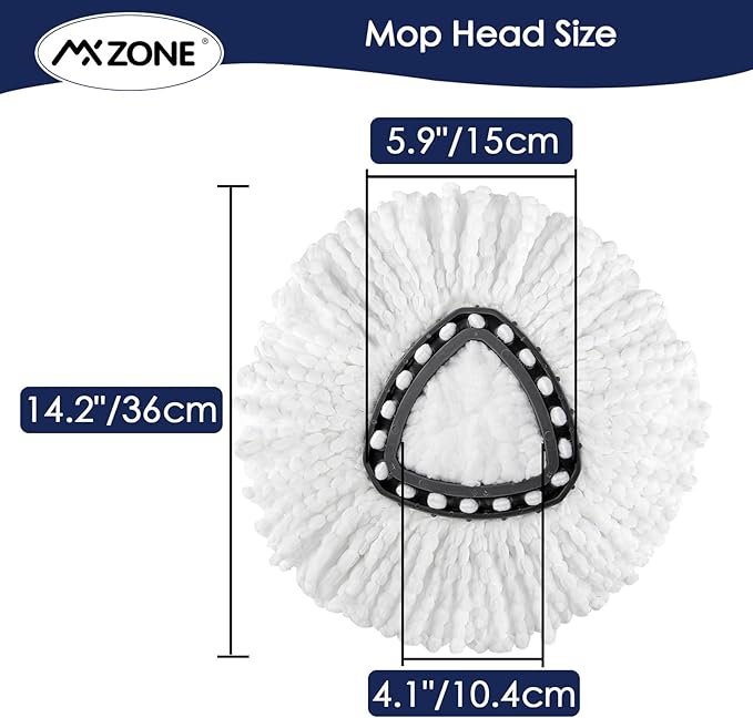 Spin Mop Head Replacement for O Ceda Mop Replace Head Triangle Mop Refills, Microfiber, White, 5 Packs