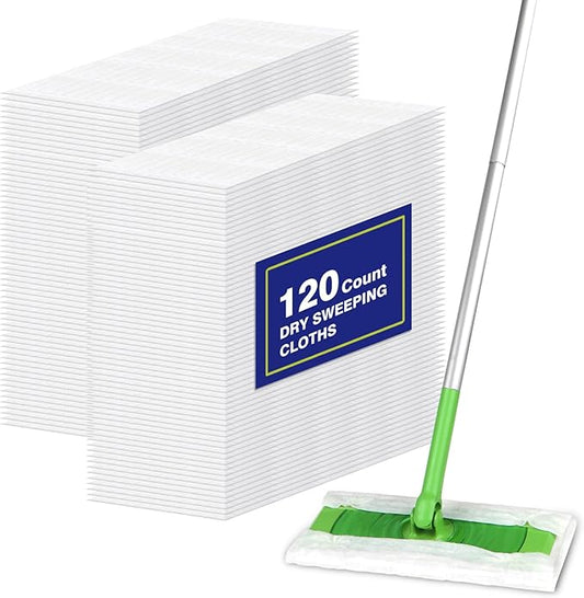 Orighty Dry Sweeping Cloths, Mop Pads Refills Compatible with Swiffer Sweeper, 120 Count Disposable Duster Refills for Floor Mopping and Cleaning