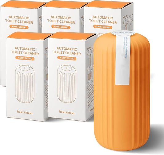 Fresh & Fresh Automatic Toilet Bowl Cleaners (Sunset Orange) - 5 Bottles(UPTO 2500 FLUSHES/Bottle), Commercial and Residential Toilet Cleaner 3-4 MONTH Lasting Toilet Bowl Cleaner Bottle