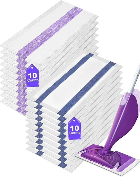 Spray Mop Pad Refill Compatible with Swiffer WetJet Mop, Disposable Multi Surface Floor Mop Pads, Thickness & Absorbent, 10 Count Basic +10 Count Super Water Absorbent