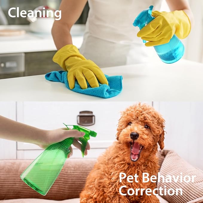 Bealee Spray Bottles 3-Pack, 16 Oz, Mist & Stream, Plastic Water Spray Bottle for Hair, Essential Oils, Plants, Cleaning Solutions, BBQ, Cat Dog Correction Behavior - Leak Proof - Empty Spray Bottles