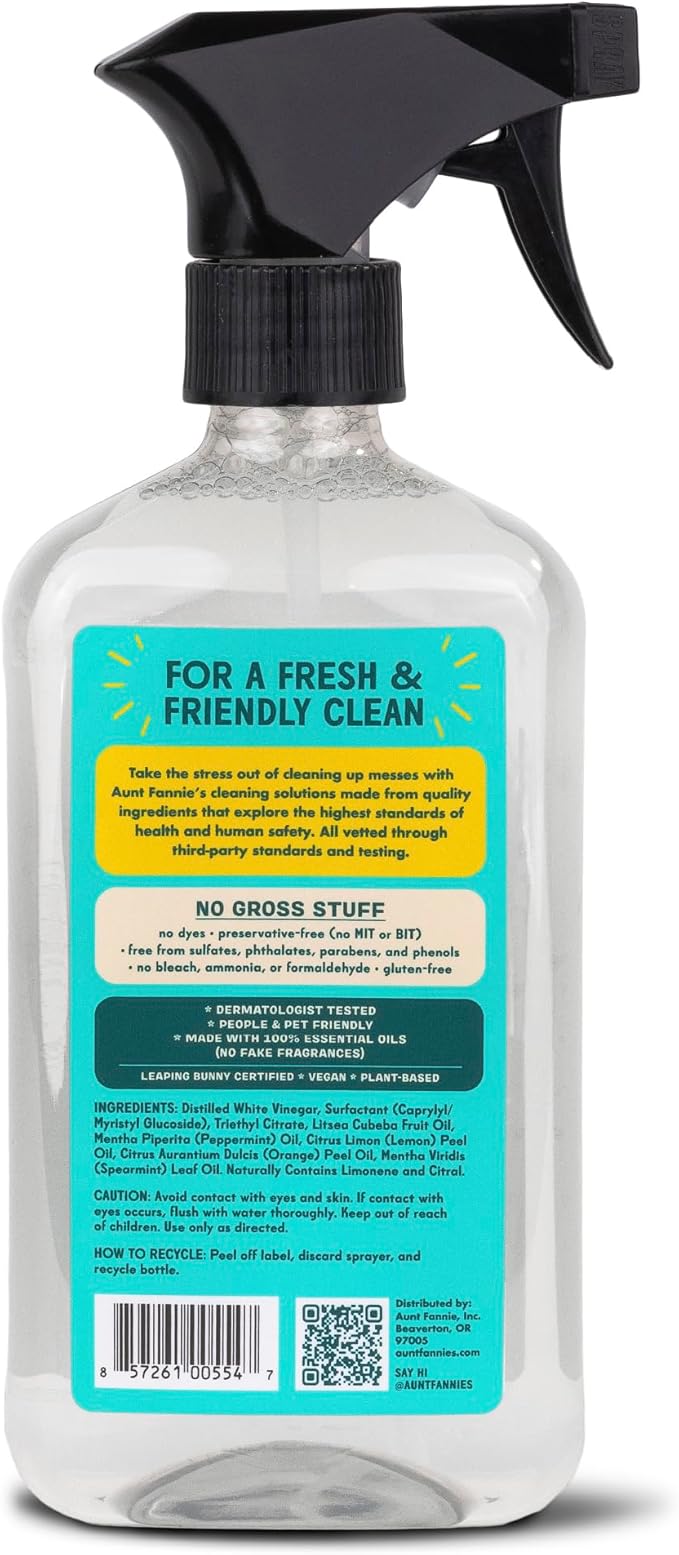 Aunt Fannie's All Purpose Household Cleaner, Multi-surface Spray, Powered by Vinegar for Kitchen, Bath, Windows and Countertops, Lemon Scent (Pack of 6)
