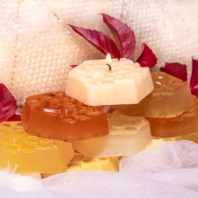 3 Pcs Honeycomb Soap Molds-Honeybee Silicone Molds for Soap,3D Bee Soap Molds for Homemade Soap Bath Bombs Shower Steamer Lotion Bars Chocolate Candy