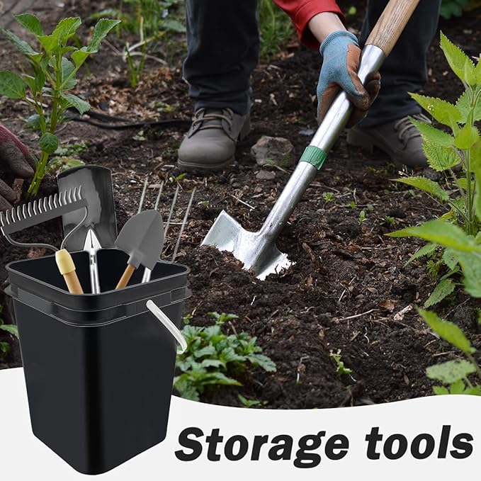 6 Pcs 5 Gallon Square Bucket with Lid,Industries Barrels with lid and Plastic Handle,Rain Buckets,Food Storage Containers DIY Label Stickers Towel and Brush for Paint Storage Tank Crafts