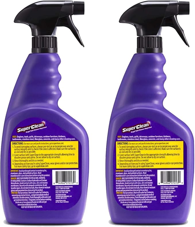 Foaming Multi-Surface All Purpose Cleaner Degreaser Spray, Biodegradable, Full Concentrate, 2 pack (64oz) by Super Clean