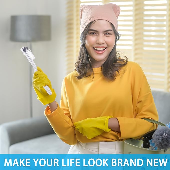 GTOTd Kitchen Right Angle Scrub Grout Small Cleaning Brush（2 Pack）Best Kitchen Gadgets Gifts Stuff for Bottle Bathroom Brushes Household Pot Pan Dishwasher Edge Corners Deep Brush with Stiff Bristles