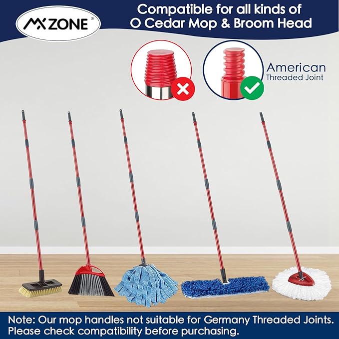 Spin Mop Handle Replacement Compatible with O Cedar Spin Mop and Bucket, 4-Section 29" to 56" Rotatable Mop Replace Handle, Mop Stick for Floor Cleaning (Mop Head & Base not Include)