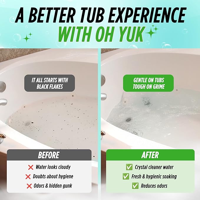 Oh Yuk Jetted Bathtub Cleaner for Jet Tubs, Whirlpools, The Most Effective Jetted Tub Cleaner, Septic Safe | Two 16 Ounce Bottles!