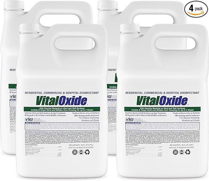 Vital Oxide Disinfectant, Deodorizer, Cleaner, Food-Contact Sanitizer, Virucide – (EPA registration #82972-1) – Kills Mold & Mildew, Eliminates Odors -4 Gallon