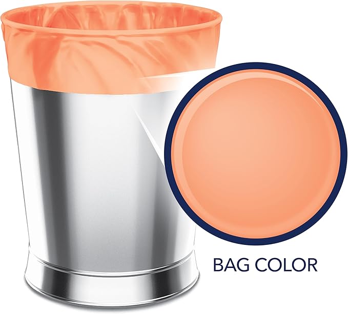 Color Scents Small Trash Bags - 4 Gallon, 60 Bags (1 Pack of 60 Count), Twist Tie - Peach Fuzz in Peach Vanilla Flower Scent with Microban