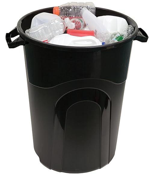 32 Gallon Heavy Duty Plastic Outdoor Trash Can with Lid, Lock & Easy-Carry Handles – Suitable for Indoor/Outdoor, Kitchen, Yard, Garage & Office