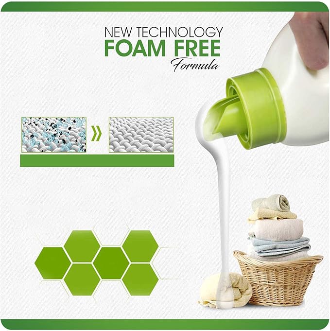 WBM Plant-Based Laundry Detergent Liquid – 34 fl oz, 50 loads total. Eco-friendly formula for powerful cleaning, gentle on fabrics, and safe for the environment