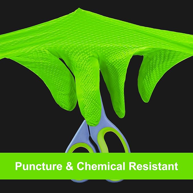 GLOVEWORKS HD Green Nitrile Gloves, 8 mil Nitrile Gloves Medium-XXL Sizes, Nitrile Disposable Gloves with Raised Diamond Grip