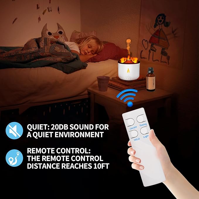 BOHOFAM Essential Oil Diffuser 360ML,Volcano Diffuser/Humidifier, Flame and Volcano 2 Mist Mosdes, Included 50ML Hotel Collection Essential Oil for Home, Bedroom,Large Room