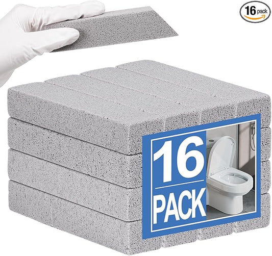 Herda 16 Pack Pumice Stone Toilet Bowl Cleaning, Powerfully Pumice Stick for Cleaning Hard Water Rings, Calcium Buildup, Rust, Pumice Stone for Cleaning Toilets, Tubs, Grills, Swimming Pools, Sinks