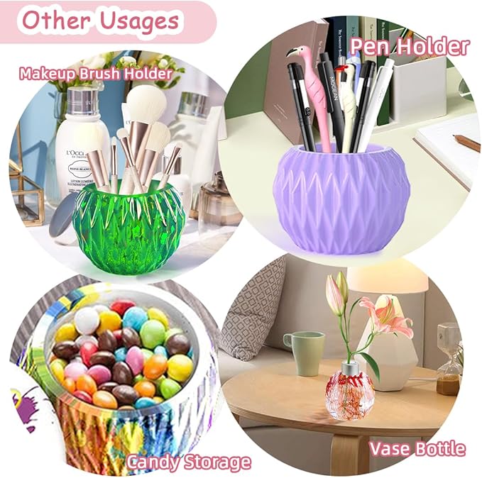 Bottle Resin Mold with Pump Soap Dispenser Resin Mold Perfume Bottle Silicone Molds for Epoxy Casting DIY Bottle Pen Flower Storage Candle Holder Home Decor