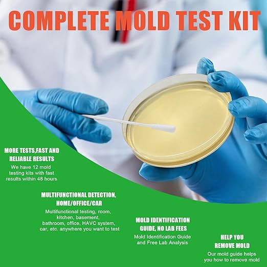 Mold Test Kit for Home Within 12 Individual Tests,DIY Detector at Home, Surface Mold,HVAC,Indoor Air Quality Testing Kits,Black Mold Testing,Includes Detailed Mold Identification Guide and Free Lab