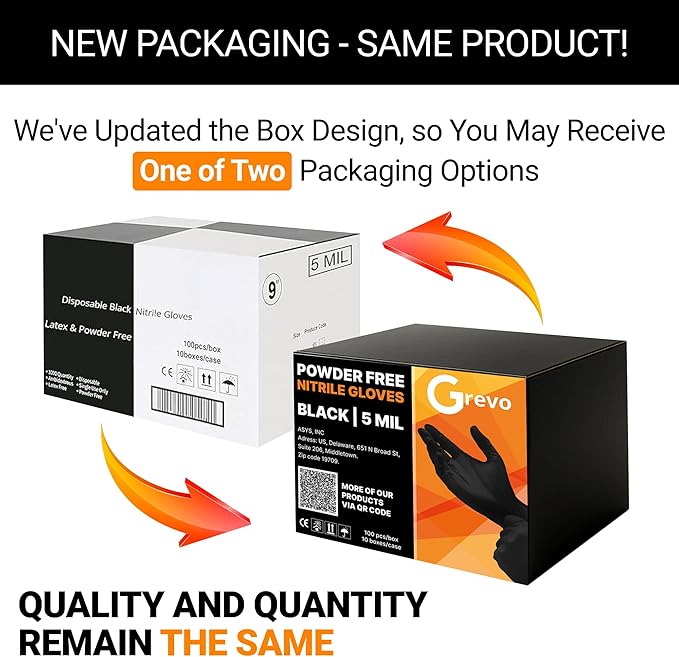 Disposable 5 & 8 Mil Black Nitrile Gloves 100-1000Pcs S-XL – Heavy Duty Latex & Powder-Free – Textured, Chemical-Resistant