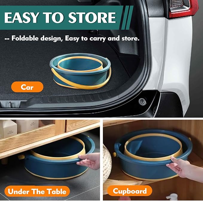Collapsible Bucket 1.3 Gallon/5L Small Plastic Buckets Household Cleaning Mop Buckets Foldable Water Bucket for Car Wash Fishing Camping Beach (Blue)