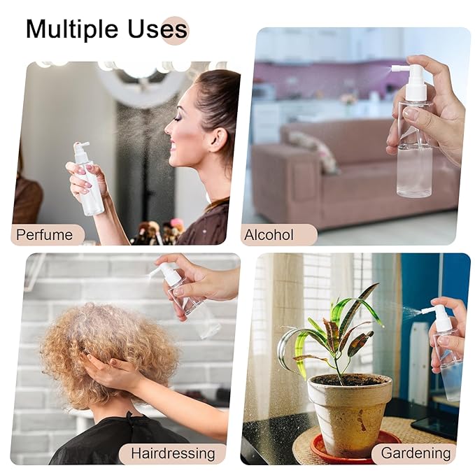 Yebeauty Clear 4 Pack 5oz 150ml Reusable Travel Spray Bottles Plastic Small Spray Bottle Empty with Tight Cap Long Mouth Sprayers Atomizer for Plants Gardening Perfumes Cosmetics