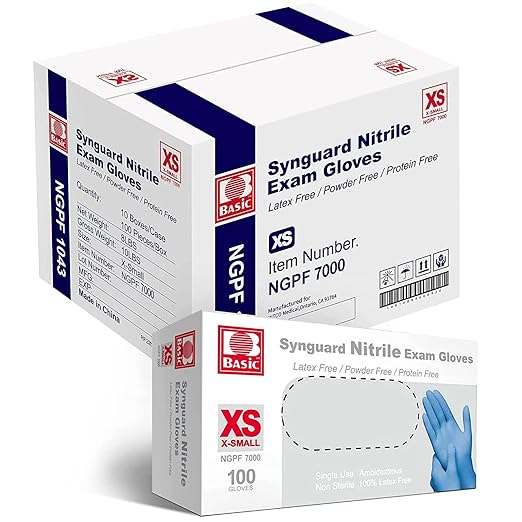 Jointown Basic Medical Blue Nitrile Exam Gloves, XS - Latex-Free & Powder-Free - NGPF-7000(Case of 1,000), X-Small