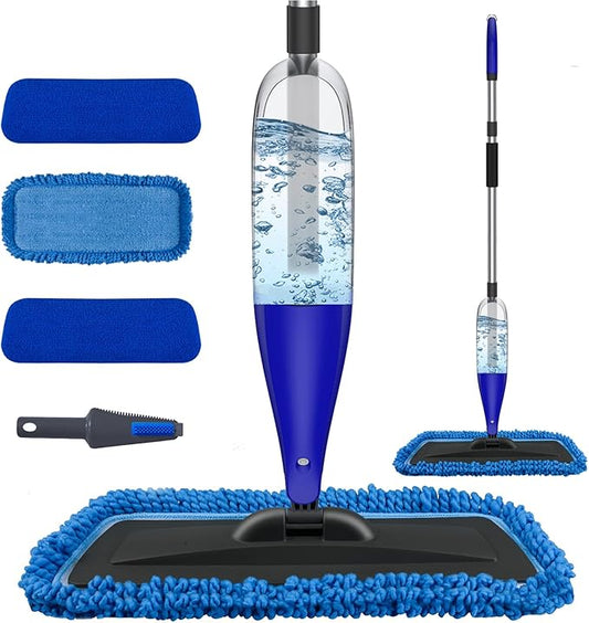 Spray Mop for Floor Cleaning with 3pcs Washable Pads - Wet Dry Microfiber Mop with 800 ml Refillable Bottle for Kitchen Wood Floor Hardwood Laminate Ceramic Tiles Floors Dust Cleaning