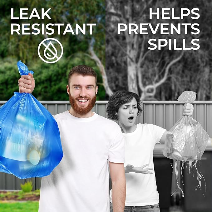 ToughBag 13 Gallon Recycling Bags, Blue Trash Bags (300 COUNT) - Blue Recycle Bags, Recycle Trash Bags 13 Gallon Tall Kitchen - Made in USA