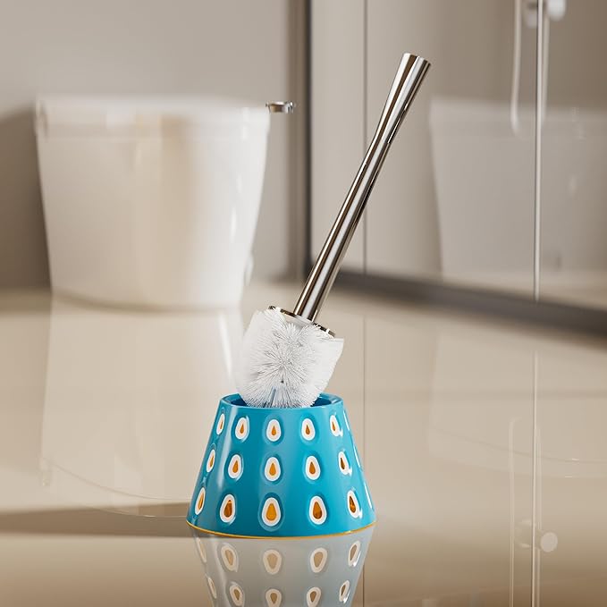 Modern Designer Toilet Brush and Holder Set – Deep Blue Decorative Bathroom Brush with Artistic Teardrop Pattern, Rust-Resistant and Compact, Ideal for Stylish Homes or Guest Bathrooms