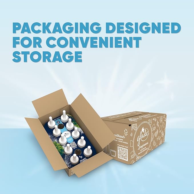 Glade PlugIns Refills Air Freshener, Sea Mist & Cypress, Scented and Essential Oils for Home and Bathroom, 0.67 Fl Oz, 10 Count