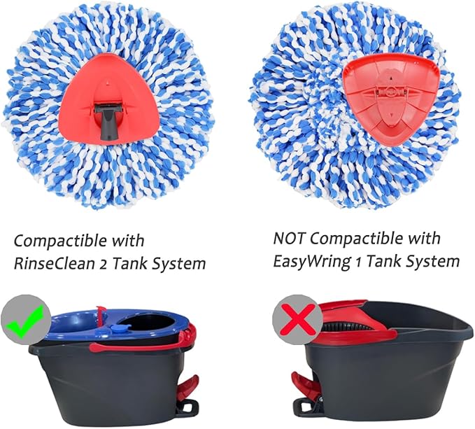 4 Pack Spin Mop Replacement Heads Microfiber Mop Refills Compatible with 2 Tank System Replace Head Safe for Cleaning All Hard-surfaced Floors Includes 1 Extra Mop Replacement Base