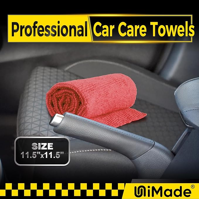 Shop Towels, 100 Pack Commercial Grade Work Rags Microfiber Towels for Cars Cleaning Rag Bulk Detailing Cloth for Automotive Bar Mechanic Restaurant Garage Housekeeping, 11.5"x 11.5", Red