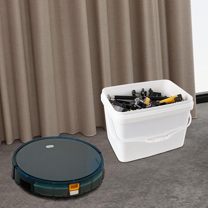 Readsky 5.2 Gallon Plastic White Rectangular Food Bucket with Lid, Small Rectangular Plastic Storge Bucket with Handle, 4 Packs