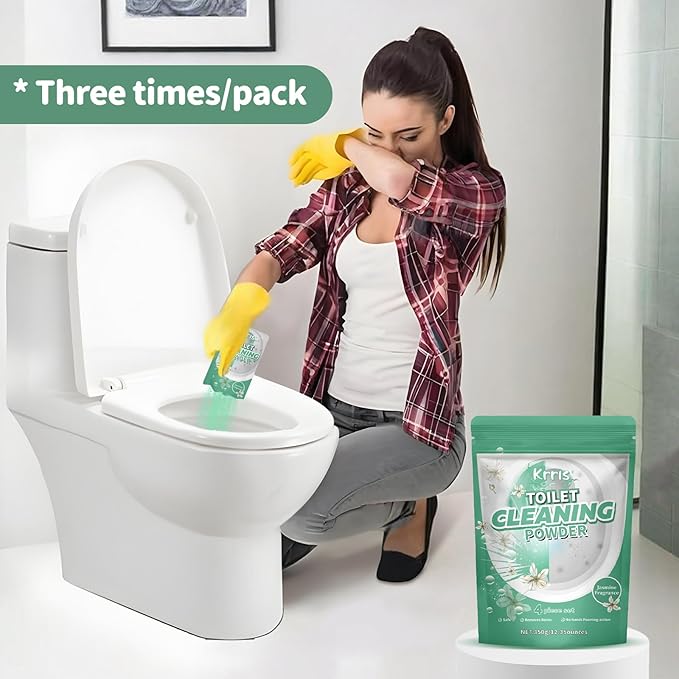 Toilet Bowl Cleaner Powder - Self-Activating Toilet Cleaner for Stubborn Stains & Limescale, Deep Cleaning Foam with Jasmine Fragrance, Safe Toilet Cleaning Supplies (4 Packs × 3 oz)