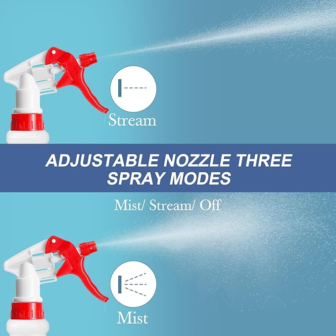 10 Pack Spray Bottles 16 oz Empty Water Spray Bottles for Cleaning Heavy Duty Refillable Squirt ‌Container with Measurements Adjustable Nozzle for Household(Red and White,White Style)