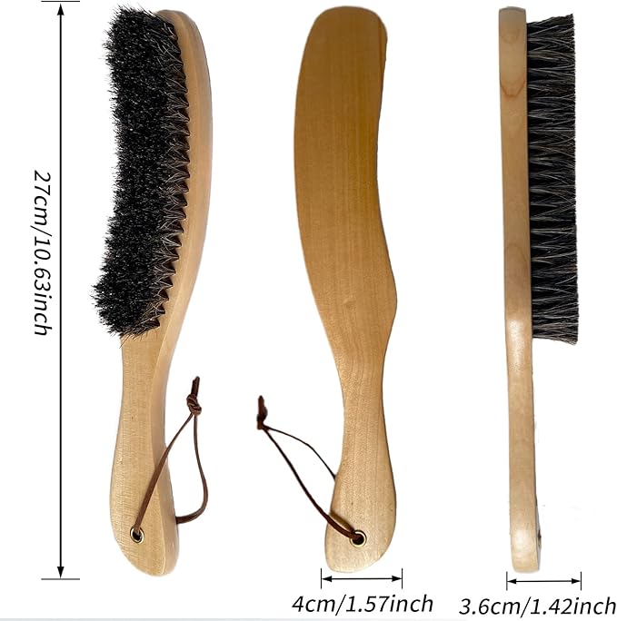 3-Piece Felt Hat Cleaning Kit - Horse Hair & Wood Brushes, Travel Brush, for Cowboy & Baseball Hats