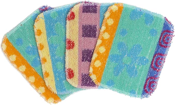 Kitchen Dish Scrubbers | Soft Scrub for Dishes | Non-Scratch Cleaning Pads for Kitchen | Made from Cotton Fiber | Safe on All Surfaces | Long-Lasting & Easy to Clean | Pack of 4