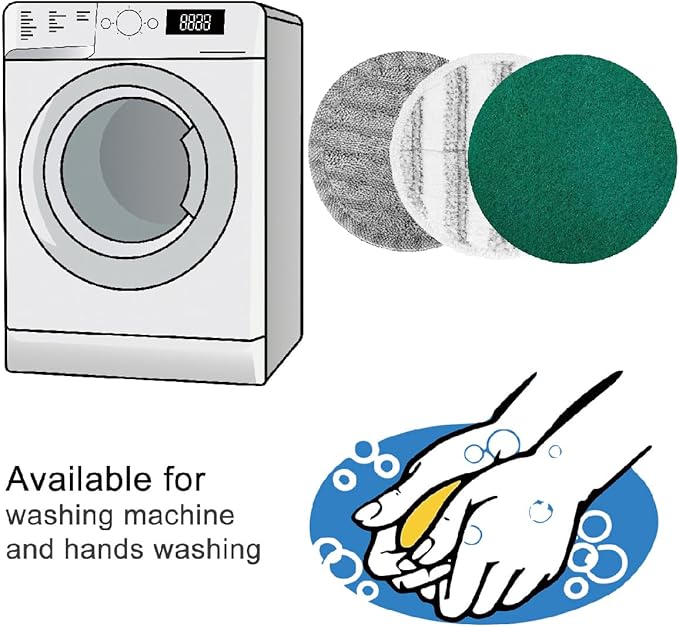 Electric Mop Pads Replacement Cleaning Scrubber Mop Pads, 6.3 inches