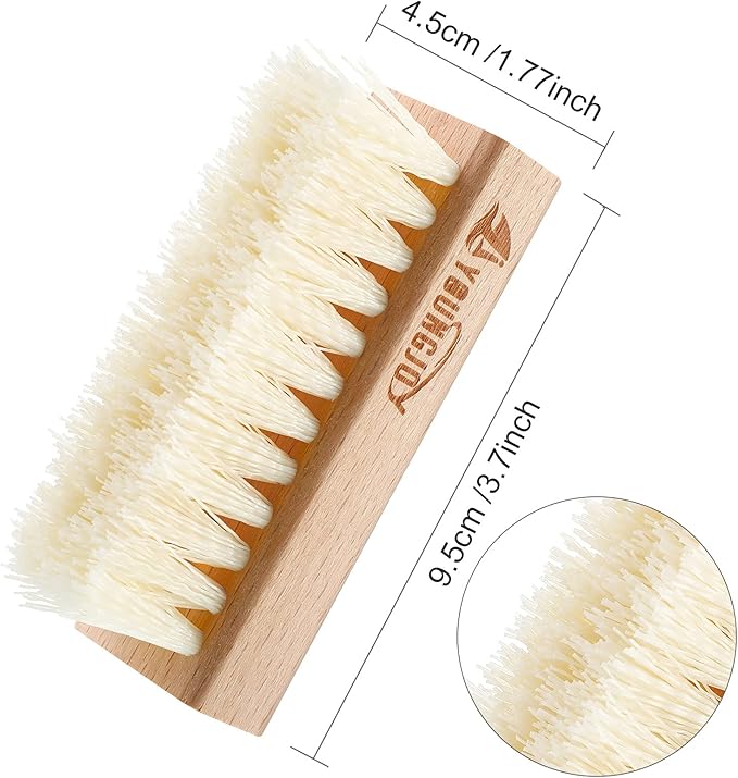 YoungJoy Sneaker Cleaning Brush Shoes Shine Dauber Nylon/Horsehair/Boar Cleaner Brushes Crepe Applicators(Beige PP Bristle)