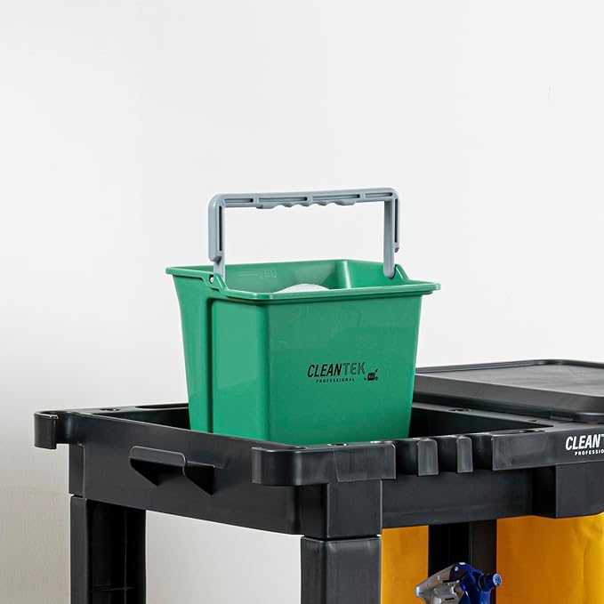 Restaurantware-Clean Tek Professional 6 Quart Cleaning Bucket, 1 Utility Pail with Handle - Heavy-Duty, Portable, Green Plastic Washing Pail, Perfect for Household, Outdoor, Car Wash and More