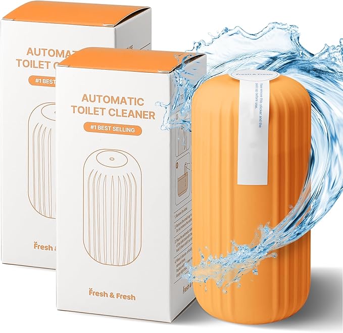 Fresh & Fresh Automatic Toilet Bowl Cleaners (Sunset Orange) - 2 Bottles(UPTO 2500 FLUSHES/Bottle), Commercial and Residential Toilet Cleaner 3-4 MONTH Lasting Toilet Bowl Cleaner Bottle