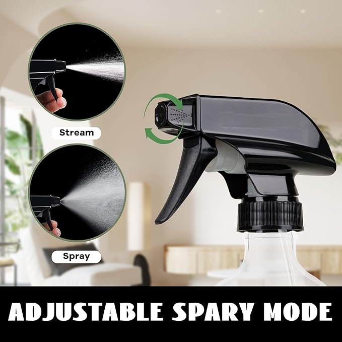 Plastic Spray Bottles 3 Pack, Chemical Resistance Refillable 16 oz Empty Spray Bottle for Cleaning Solution, Durable and Powerful Nozzle, Spray Bottles for Hair, Plants, Cleaner, Oil