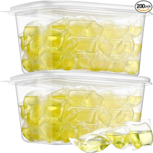 200 Pcs Laundry Detergent Soap Pods Bulk Anti Sensitive Laundry Pods Scented Washing Machine Pacs Packs with Clear Container Stain and Odor Removal, Ultra Concentrated,Plant Ingredient
