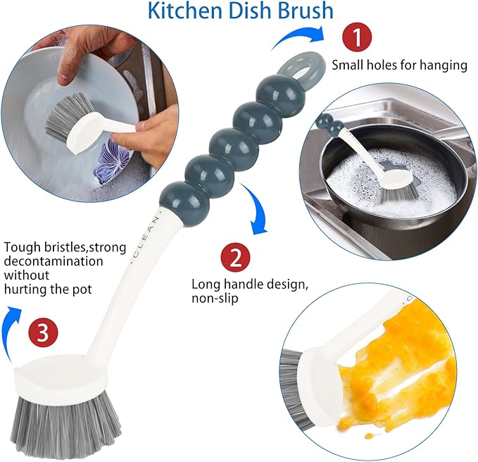 6 Pack Multipurpose Household Cleaning Brush Set, Deep Cleaning Brush Set with Grips Dish Brush, Scrub Brush, Bottle Brush, Shoe Brush, Groove Gap Brush, Keyboard Brush for Kitchen Bathroom