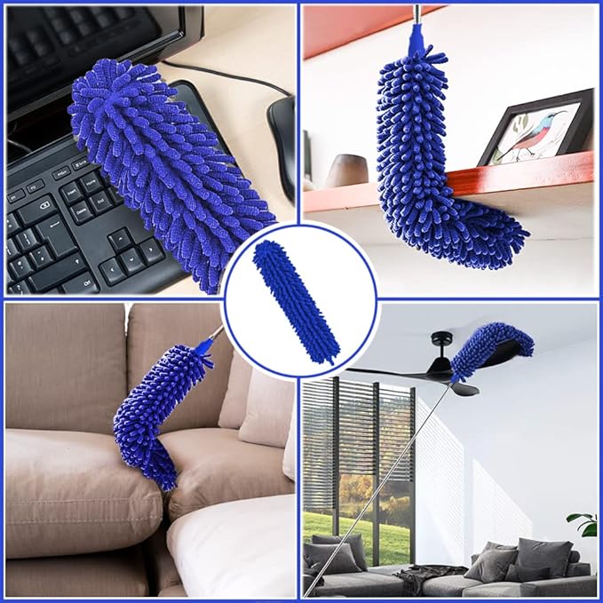 Microfiber Duster, 8PCS Feather Duster with 100 Inch Telescoping Extension Pole, Reusable Bendable Dusters, Washable Lightweight Dusters for Ceilings Fans(2023 UAGRED)