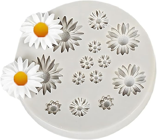 Cute Daisy Silicone Molds, Flower Shaped Fondant and Chocolate Molds, Baking Tools Miniature Clay Molds for Jewelry Making and Earrings Cake Decorating Cupcake Topper Chocolate Polymer Clay Gum Past