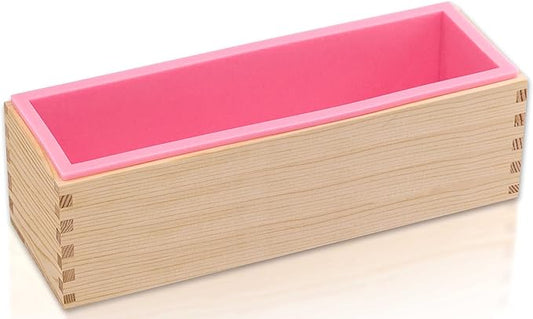 Rectangular Soap Mold - 42oz Flexible Silicone Loaf Soap Mold with Wood Box for Making Craft Soap Homemade DIY Tool