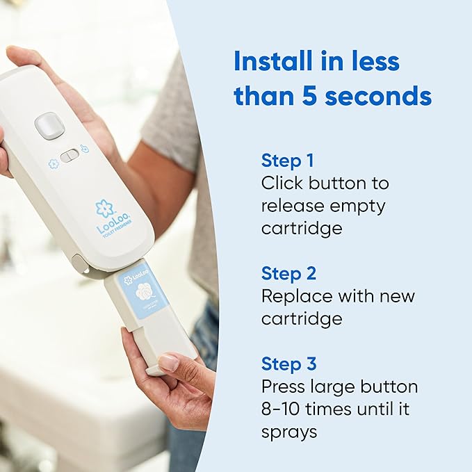 Loo Loo Touch Free Toilet Freshener Refills, Natural Essential Oils – Toilet Smell Eliminator, Bathroom Deodorizer, Air Freshener Spray for Bathroom, Tropical Breeze Fragrance, 2.0 Fl Oz