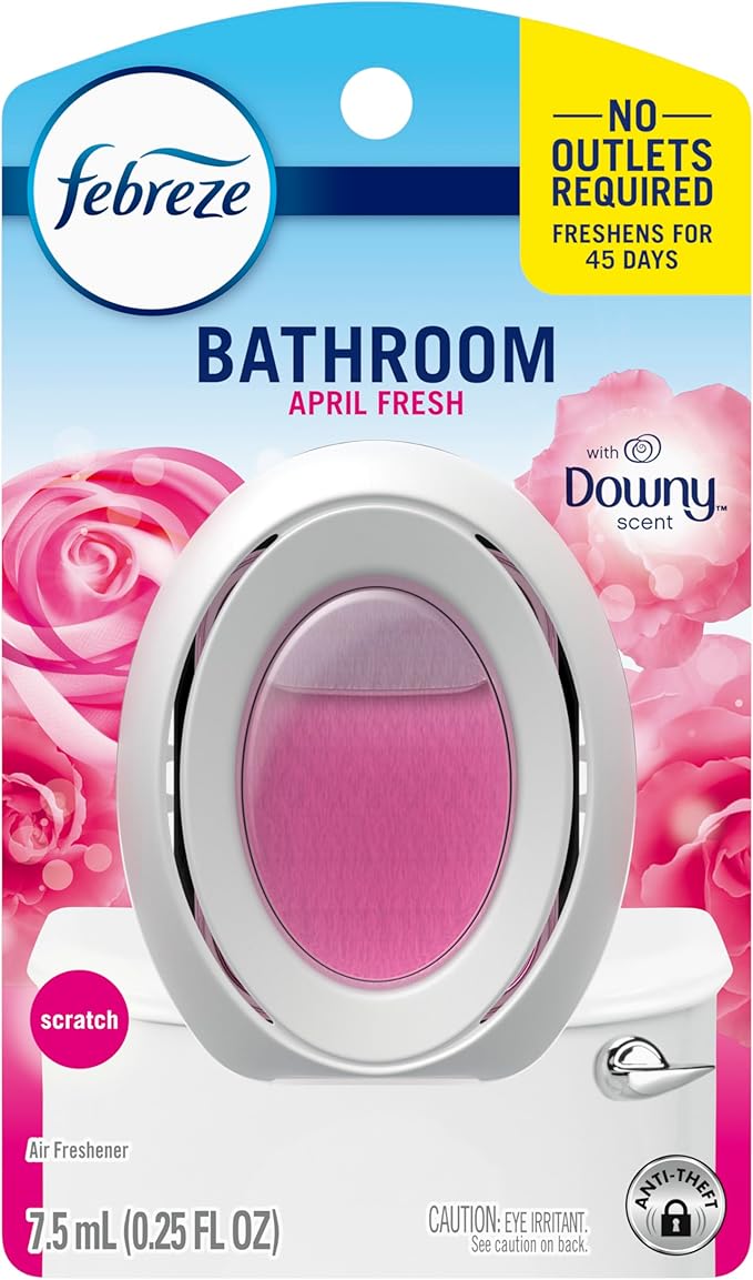 Febreze Bathroom Air Freshener, Odor-Fighting, Plug In Alternative, Air Fresheners for Home and Bathroom and Kitchen, Closet Air Fresheners, Downy April Fresh Scent, 6 Count
