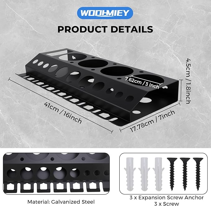 Wall Mounted Spray Bottle and Detailing Brush Holder, Garage Spray Bottle Rack and Wall Mount Tool Organizer for Car Detailing, Auto Detailing Bottle Holder